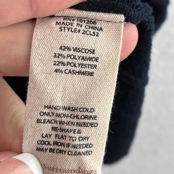 Soft Surrounding Sweater XL Ribbed Knit Scalloped Cashmere Blend Pullover Black - Picture 10 of 14